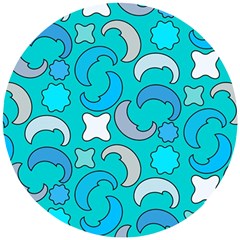 Cloudy Blue Moon Wooden Puzzle Round