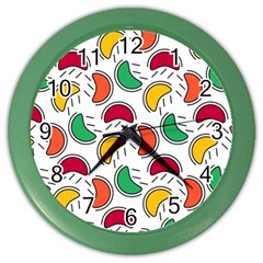 Geometric Fruity Color Wall Clock by tmsartbazaar