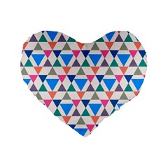 Multicolor Triangle Standard 16  Premium Flano Heart Shape Cushions by tmsartbazaar