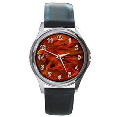 Fire Lion Flame Light Mystical Round Metal Watch by HermanTelo