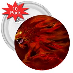 Fire Lion Flame Light Mystical 3  Buttons (10 Pack)  by HermanTelo