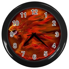 Fire Lion Flame Light Mystical Wall Clock (black) by HermanTelo