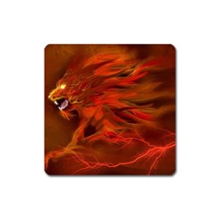 Fire Lion Flame Light Mystical Square Magnet by HermanTelo