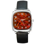 Fire Lion Flame Light Mystical Square Metal Watch Front