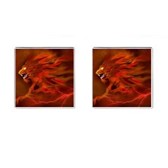 Fire Lion Flame Light Mystical Cufflinks (square) by HermanTelo