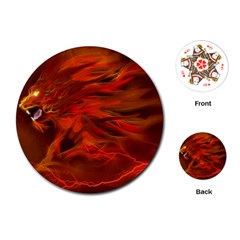 Fire Lion Flame Light Mystical Playing Cards Single Design (round)