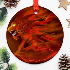 Fire Lion Flame Light Mystical Round Ornament (two Sides) by HermanTelo