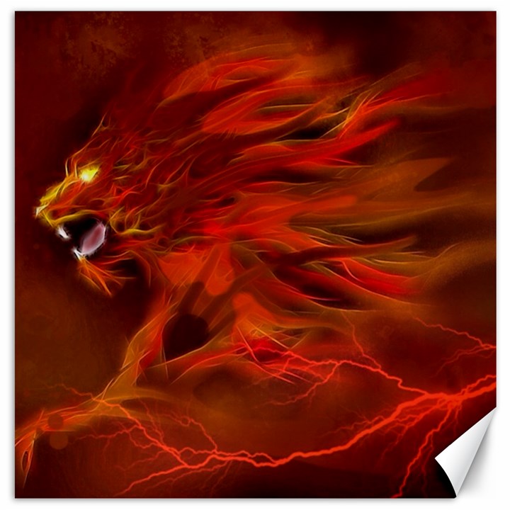 Fire Lion Flame Light Mystical Canvas 12  x 12 