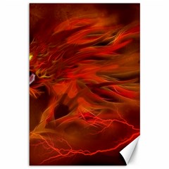 Fire Lion Flame Light Mystical Canvas 12  X 18 