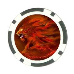 Fire Lion Flame Light Mystical Poker Chip Card Guard