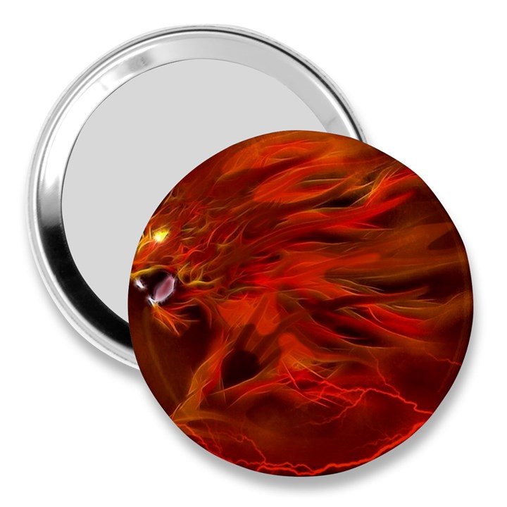 Fire Lion Flame Light Mystical 3  Handbag Mirrors