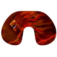 Fire Lion Flame Light Mystical Travel Neck Pillow by HermanTelo