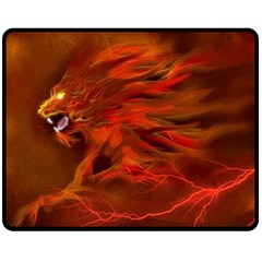 Fire Lion Flame Light Mystical Double Sided Fleece Blanket (medium) 