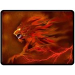 Fire Lion Flame Light Mystical Double Sided Fleece Blanket (Large)  80 x60  Blanket Front