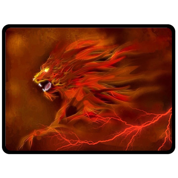 Fire Lion Flame Light Mystical Double Sided Fleece Blanket (Large) 