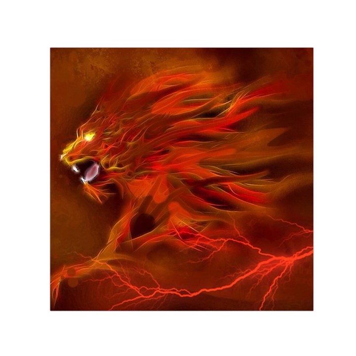 Fire Lion Flame Light Mystical Small Satin Scarf (Square)