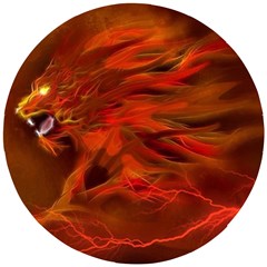 Fire Lion Flame Light Mystical Wooden Puzzle Round by HermanTelo