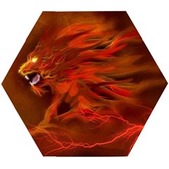 Fire Lion Flame Light Mystical Wooden Puzzle Hexagon by HermanTelo