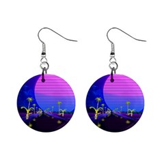 Blue Club Mini Button Earrings