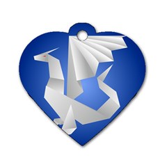 Origami Dragon Dog Tag Heart (two Sides)