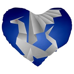 Origami Dragon Large 19  Premium Heart Shape Cushions