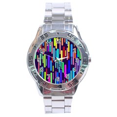 Abstract Line Stainless Steel Analogue Watch