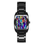 Abstract Line Stainless Steel Barrel Watch Front