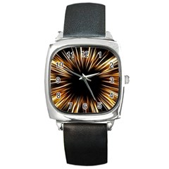 Color Gold Yellow Square Metal Watch