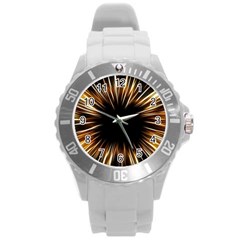 Color Gold Yellow Round Plastic Sport Watch (l)