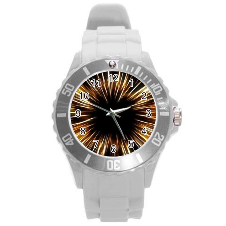 Color Gold Yellow Round Plastic Sport Watch (L)