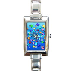 Fractal Art School Of Fishes Rectangle Italian Charm Watch by WolfepawFractals