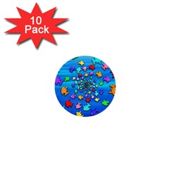 Fractal Art School Of Fishes 1  Mini Buttons (10 Pack)  by WolfepawFractals