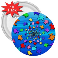 Fractal Art School Of Fishes 3  Buttons (10 Pack)  by WolfepawFractals