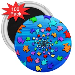 Fractal Art School Of Fishes 3  Magnets (100 Pack) by WolfepawFractals