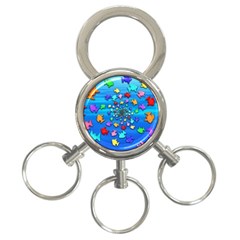 Fractal Art School Of Fishes 3-ring Key Chain by WolfepawFractals