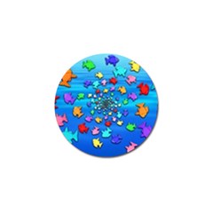 Fractal Art School Of Fishes Golf Ball Marker (10 Pack) by WolfepawFractals