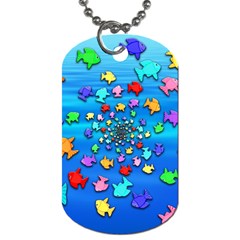 Fractal Art School Of Fishes Dog Tag (two Sides) by WolfepawFractals