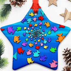 Fractal Art School Of Fishes Star Ornament (two Sides) by WolfepawFractals