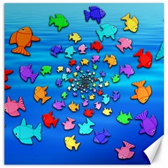 Fractal Art School Of Fishes Canvas 12  X 12  by WolfepawFractals