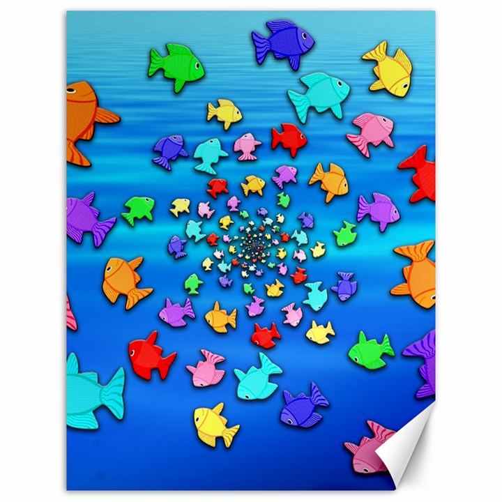 Fractal Art School Of Fishes Canvas 12  x 16 