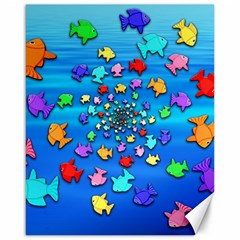 Fractal Art School Of Fishes Canvas 16  X 20  by WolfepawFractals