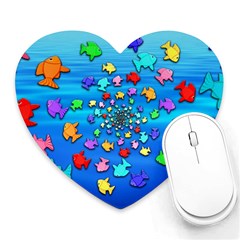 Fractal Art School Of Fishes Heart Mousepads by WolfepawFractals