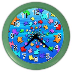 Fractal Art School Of Fishes Color Wall Clock by WolfepawFractals