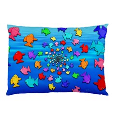 Fractal Art School Of Fishes Pillow Case by WolfepawFractals