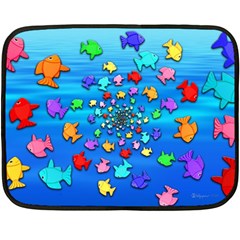 Fractal Art School Of Fishes Fleece Blanket (mini) by WolfepawFractals