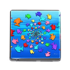 Fractal Art School Of Fishes Memory Card Reader (square 5 Slot) by WolfepawFractals