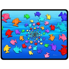 Fractal Art School Of Fishes Fleece Blanket (large)  by WolfepawFractals