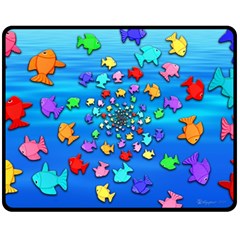 Fractal Art School Of Fishes Fleece Blanket (medium)  by WolfepawFractals