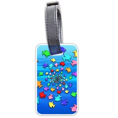 Fractal Art School Of Fishes Luggage Tag (one Side) by WolfepawFractals