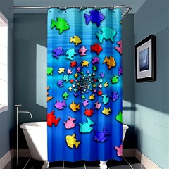 Fractal Art School Of Fishes Shower Curtain 36  X 72  (stall)  by WolfepawFractals